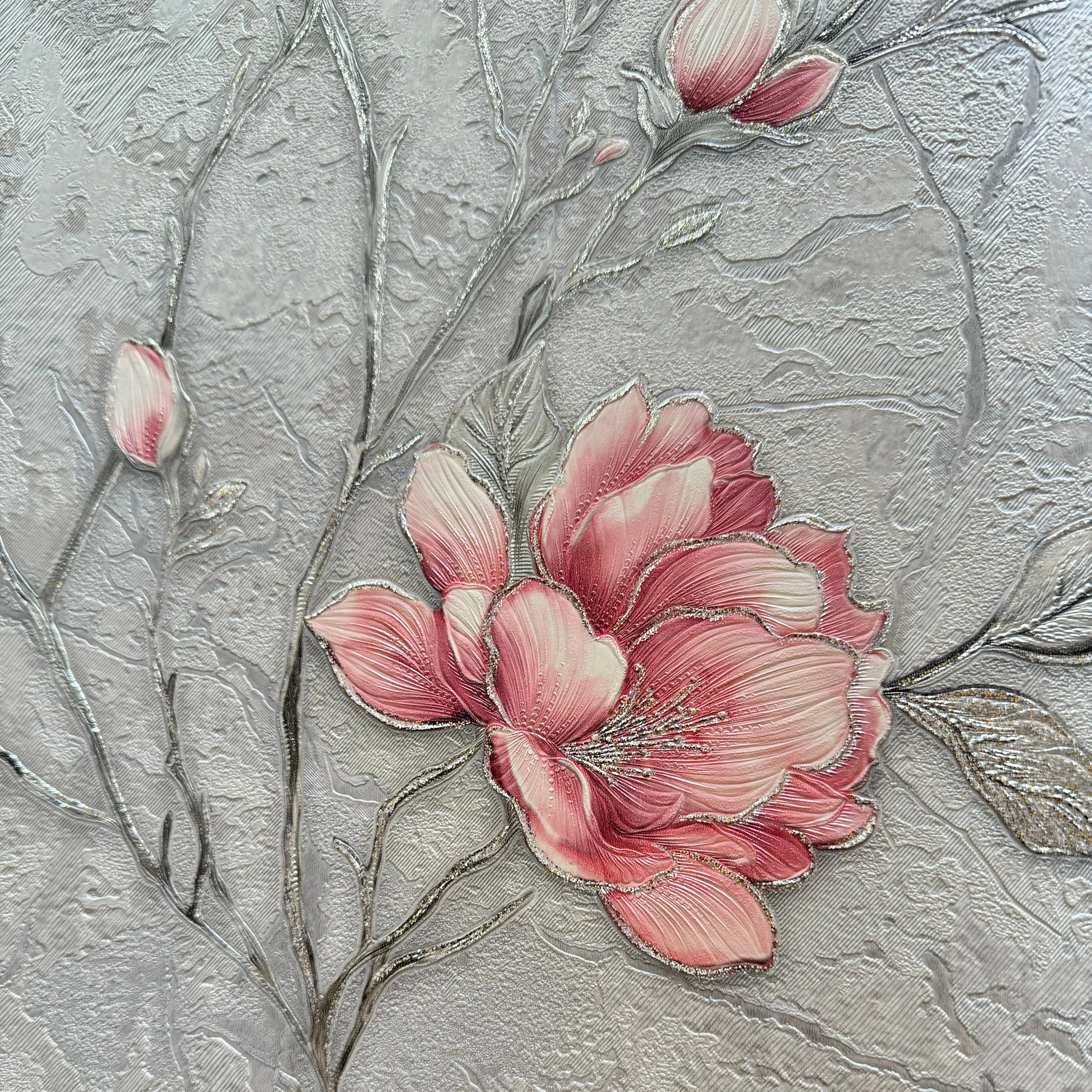 Premium Contemporary Floral PVC Wallpaper - Waterproof Soundproof Peel & Stick Wall Decor for Living Room and Dining Areas