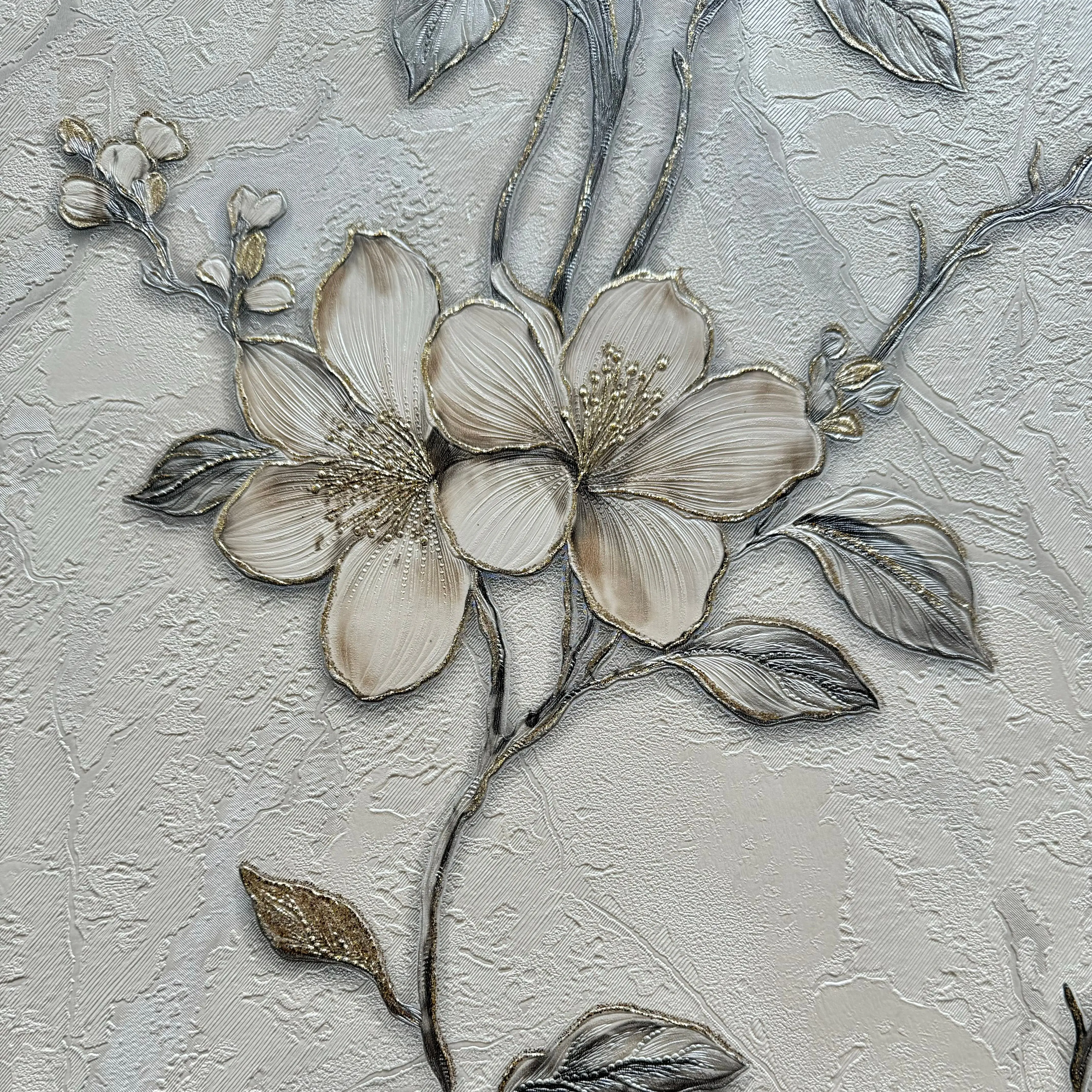 Premium Contemporary Floral PVC Wallpaper - Waterproof Soundproof Peel & Stick Wall Decor for Living Room and Dining Areas