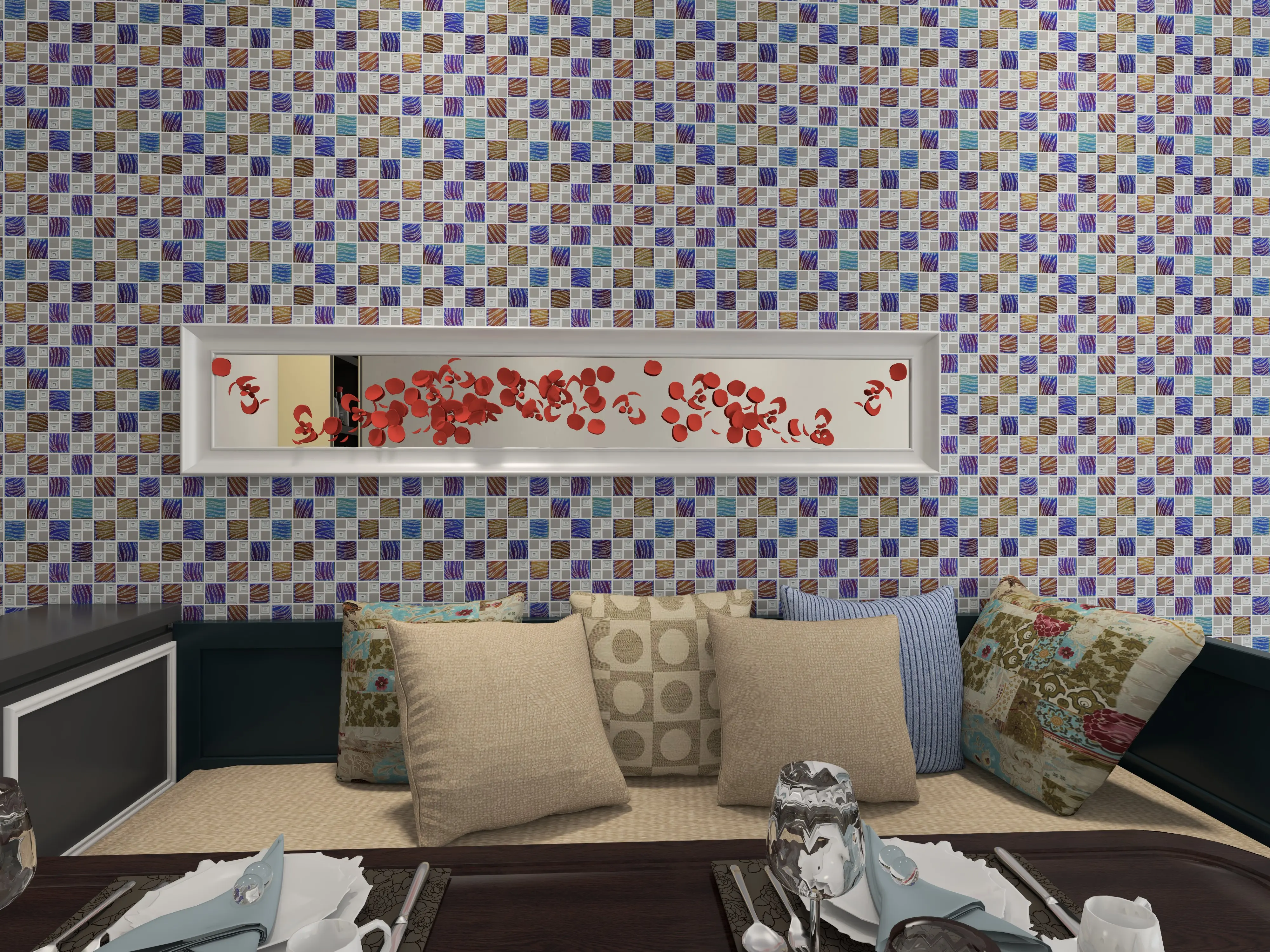 Best-selling Luxury Textured Glass Mosaic 300x300 Mosaic Art Suitable for Villa Home Decoration