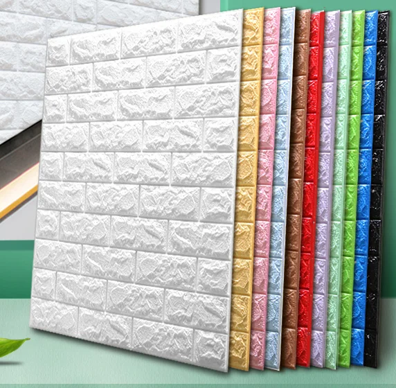 Wholesale Home Decoration Color Foam Wallpaper, DIY Self Adhesive 3d Wall Sticker