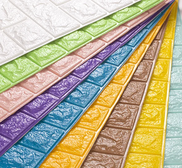 Wholesale Home Decoration Color Foam Wallpaper, DIY Self Adhesive 3d Wall Sticker