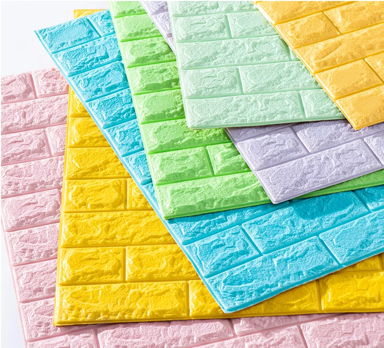 Wholesale Home Decoration Color Foam Wallpaper, DIY Self Adhesive 3d Wall Sticker