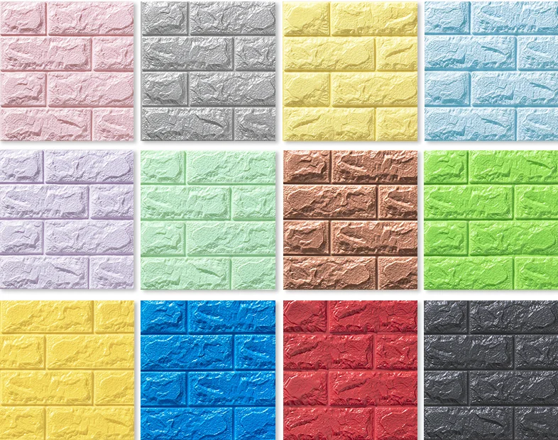 Wholesale Home Decoration Color Foam Wallpaper, DIY Self Adhesive 3d Wall Sticker