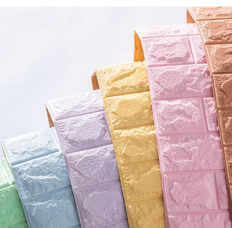 Wholesale Home Decoration Color Foam Wallpaper, DIY Self Adhesive 3d Wall Sticker