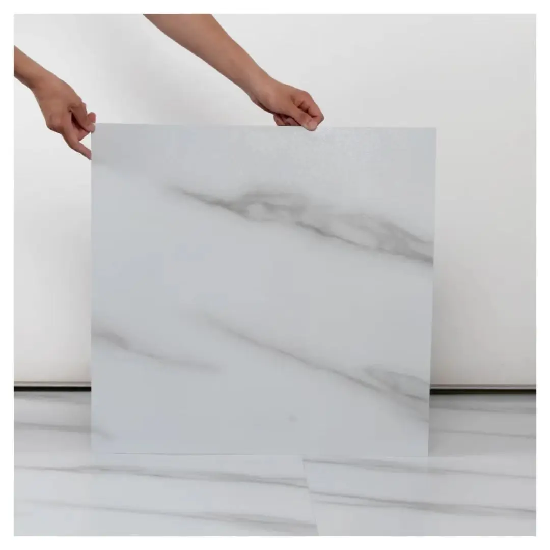 Best-Selling 600*600mm PVC Floor Sticker 1mm Wear Resistant Indoor Marble Design for Bedroom Garage Graphic Design