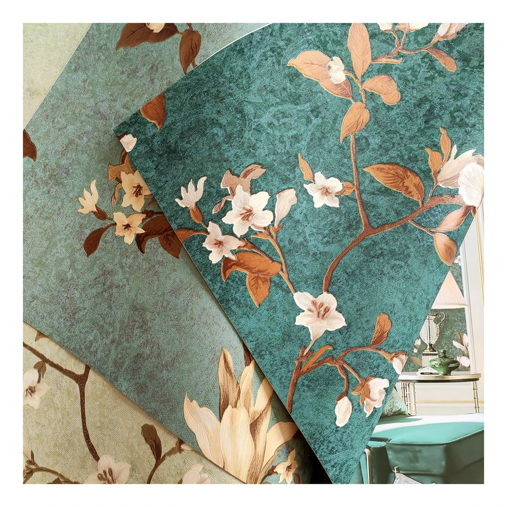 High Quality 3D Floral Wallpaper for House Decoration Modern PVC Vinyl Soundproof Waterproof 10m Length Free Sample From China