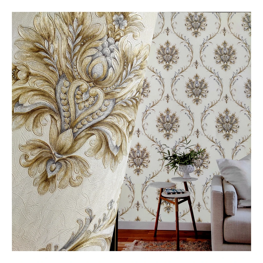 High Quality 3D Floral Wallpaper for House Decoration Modern PVC Vinyl Soundproof Waterproof 10m Length Free Sample From China