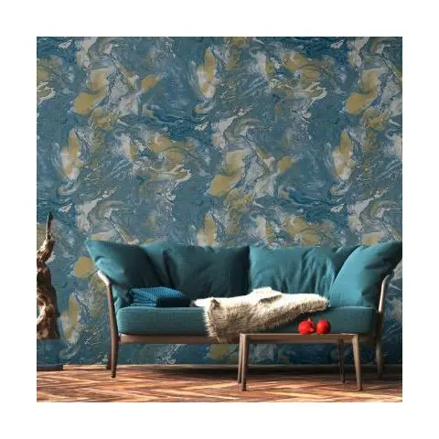 3D Bedroom Decoration Wall Paper Factory Interior Waterproof PVC Home Gold Foil Wallpaper