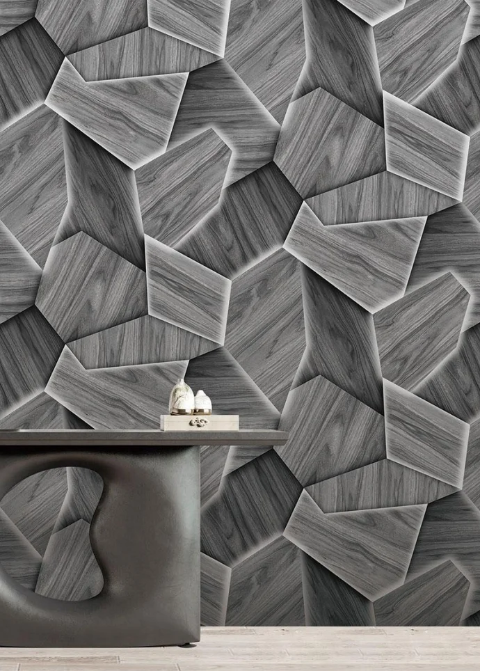 Best Selling 53cm PVC Wallpaper Black Geometric Textured Wall Waterproof 3D Design Luxury Bedroom Made Interior Wall Household