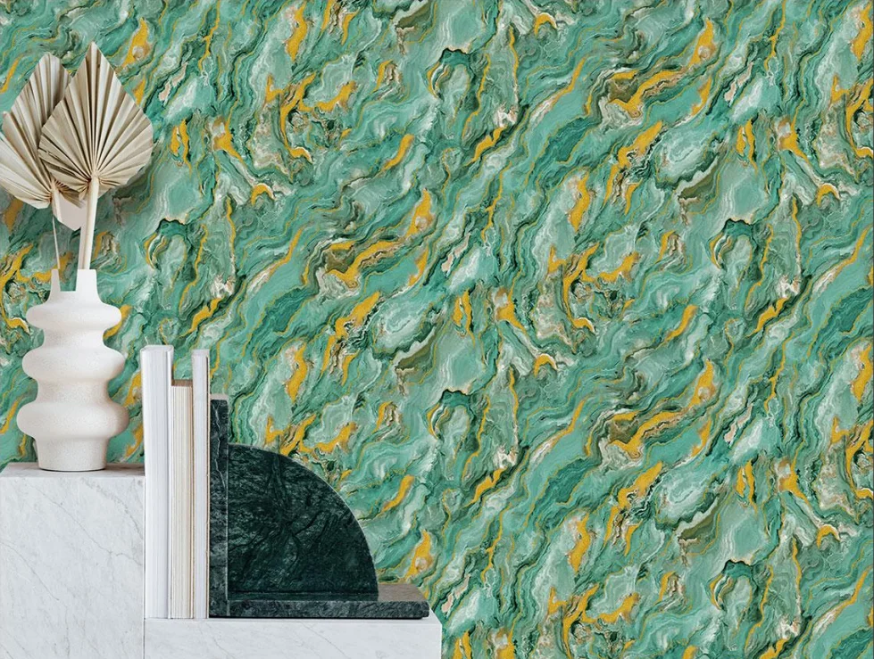 Best Selling Textured Green Nature Wall Waterproof 3d 53cm Pvc Wallpaper for Bedroom Walls,luxury Wallpaper Made in China