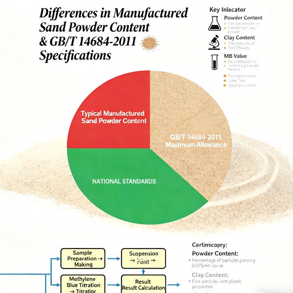 Differences in Powder Content in Manufactured Sand and China's GB/T 14684-2011: Classification, Indicators and MB Value Testing Requirements