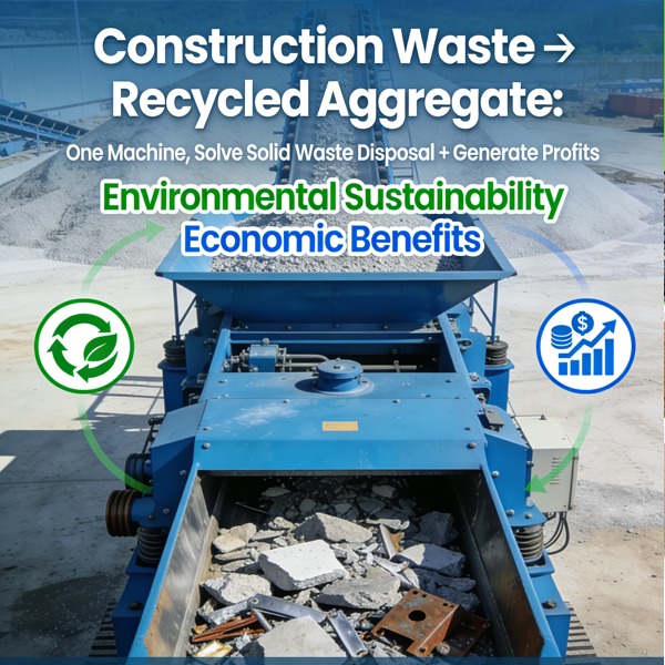 निर्माण अपशिष्ट → पुनर्चक्रित समुच्चय: एक मशीन, ठोस अपशिष्ट निपटान की समस्या का समाधान + लाभ उत्पन्न करें