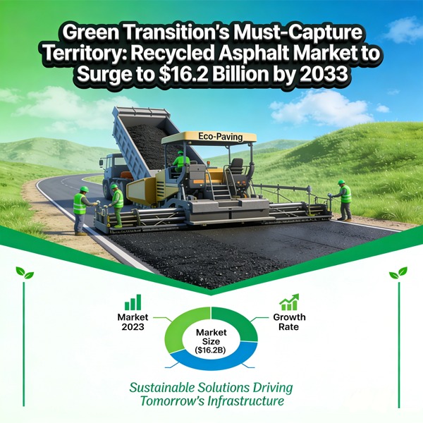 பசுமை மாற்றத்தின் கட்டாயம் கைப்பற்ற வேண்டிய பகுதி: மறுசுழற்சி செய்யப்பட்ட நிலக்கீல் சந்தை 2033 ஆம் ஆண்டுக்குள் $16.2 பில்லியனாக உயரும்.