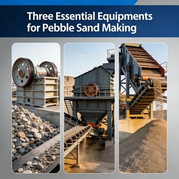 Три основных элемента оборудования для изготовления галечного песка