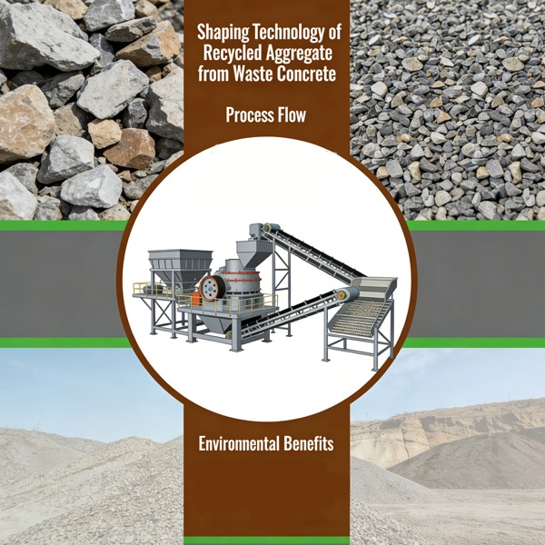 Технология формования переработанного заполнителя из отходов бетона.