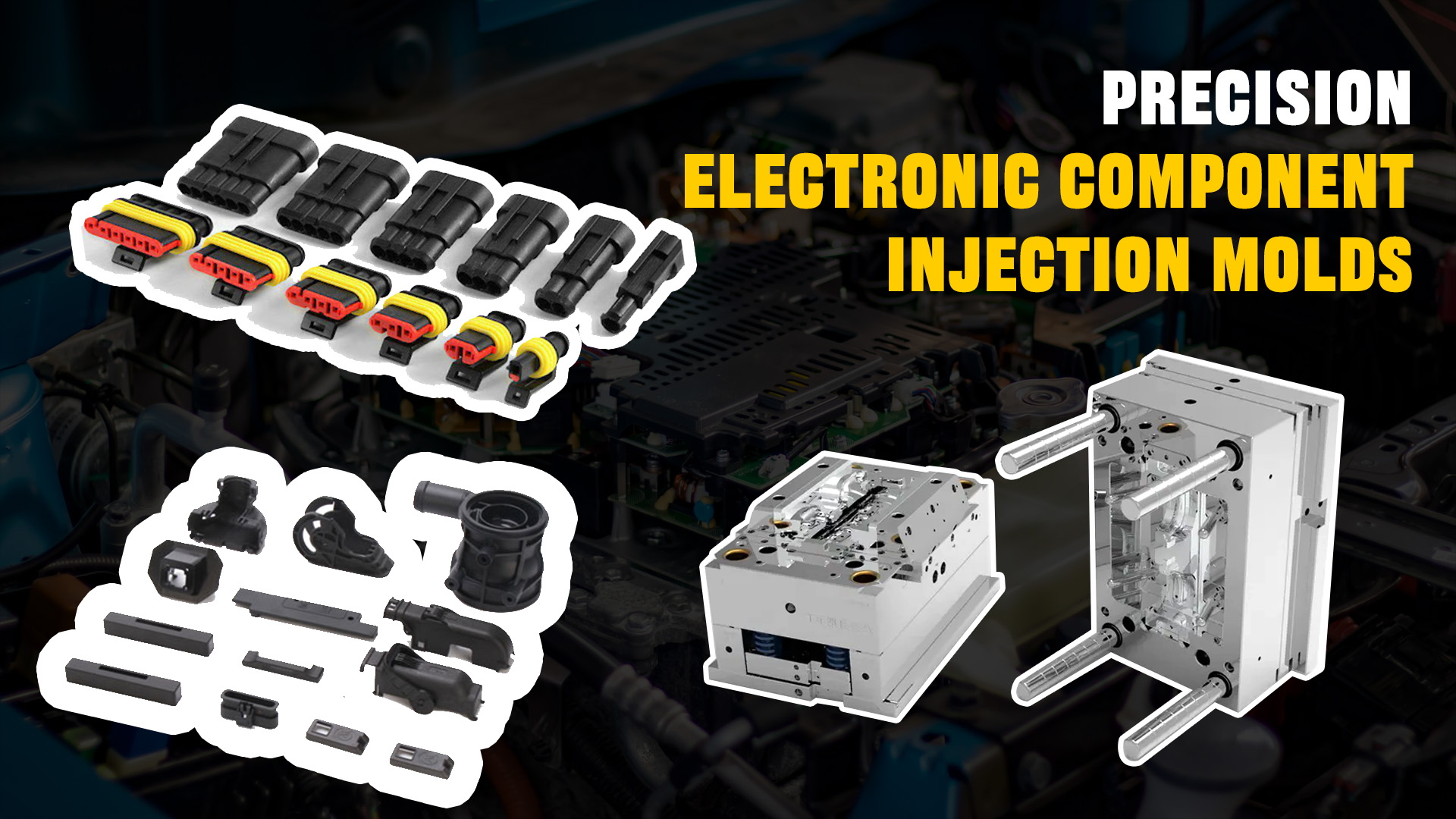 Kunststoff-Spritzgussform für elektronische Bauteile