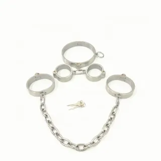 Black Emperor New Style Edelstahl Halsband Handgelenk Knöchel 3-teiliges Set BDSM Fetischismus Sexspiel Erwachsenes Sexspielzeug Großhandel