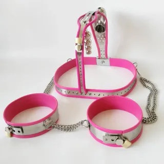 Edelstahl BDSM Bondage Kit Keuschheitsgürtel für Männer Hosen Analplug Oberschenkelring Keuschheitsgürtel aus Metall Peniskäfig Sexspielzeug für Männer