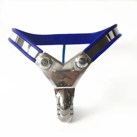 316L Stainless Steel Male Blue Chastity Belt Cock Cage Bondage Device Penis Cage Men Chastity Belts Pants Device Locked Sex Toys
