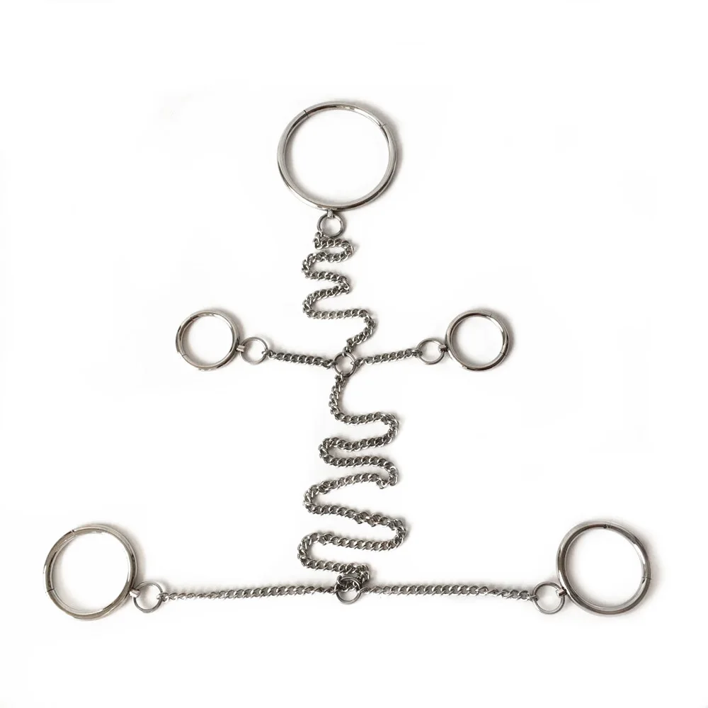 Edelstahl-Metall-Bondage-Set Hand- und Fußfesseln Halsband Sklave BDSM Fetisch Handschellen Sexspiele Spielzeug für Erwachsene Fesseln