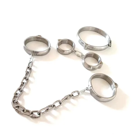 3pcs/set Slave Collar+wrist for Sex+Shackle Steel Restraints Bondage Harness Slave Collar Wrist Bdsm Fetish Sex Games