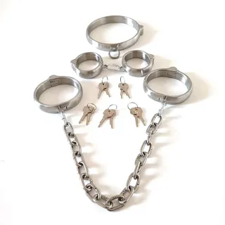 3個/セット 奴隷首輪+手首 セックス用+シャックル スチール拘束具 ボンデージハーネス 奴隷首輪 手首 BDSM フェチ セックスゲーム