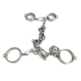 ブラックエンペラーステンレススチールプレスロックSMセックス手錠と足首拘束玩具大人のセックス玩具卸売