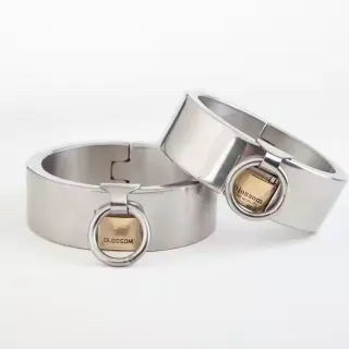 トップステンレススチール男性足首カフスメタルボンデージレッグカフスBDSMフェチ奴隷拘束具シャックル大人のゲーム用セックスツール