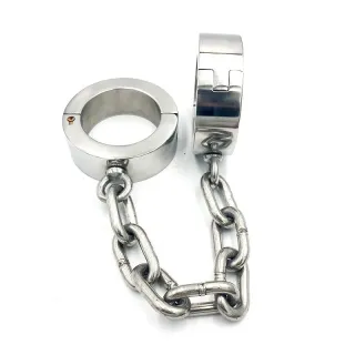 ブラックエンペラーヘビーステンレススチールフットカフス4cmと6cmの高さSM楽しい罰男性と女性用