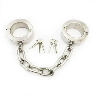 ブラックエンペラーヘビーステンレススチールフットカフス4cmと6cmの高さSM楽しい罰男性と女性用