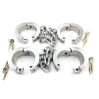 ブラックエンペラーヘビーステンレススチールフットカフス4cmと6cmの高さSM楽しい罰男性と女性用