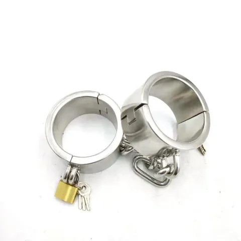 Black Emperor's New Stainless Steel Ankle Shackles Adult Sex Toys Men and Women Foot Bondage Sex Games SM Sex Handcuffs