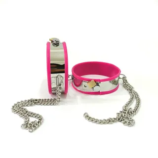 316L Edelstahl 4 Farbe Metall Oberschenkelring BDSM Bondage Set Beinschellen Silikonschutz Sexspielzeug für Paare