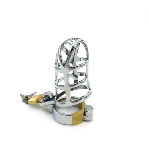 Stainless Steel Chastity Lock Alloy Penis Lock Ring Metal Breathable Type Factory Price Is Cheap and Quality Is Good Sex Toys