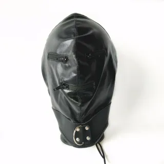 Hochwertige Leder-BDSM-Bondage-Haube, verstellbare Fetisch-Maske, Kopfbedeckung mit Reißverschluss, 3 Farben zur Auswahl, Sex-Produkte, Erotikspielzeug