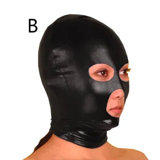 ブラックエンペラーSMファングルーヘッドカバー、窒息ボンデージ、男性と女性の大人のゲーム、楽しいおもちゃ、ブラックエラスティック、安全