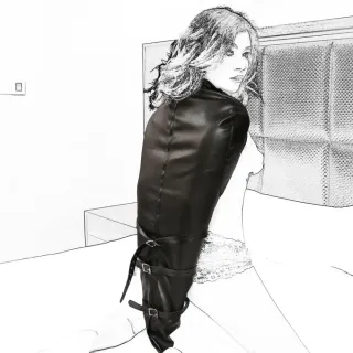 Black Emperor Schwarz Leder Einzelhandschuh Enge Krawatte Kleidung Sex Bindung Kleidung SM Erwachsene Produkte Großhandel