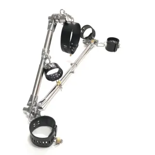 ホットセール ステンレススチール トライアングルバウンドプレーン BDSM ボンデージ 拘束具 レザーレッグカフス付き フェチ セックス玩具