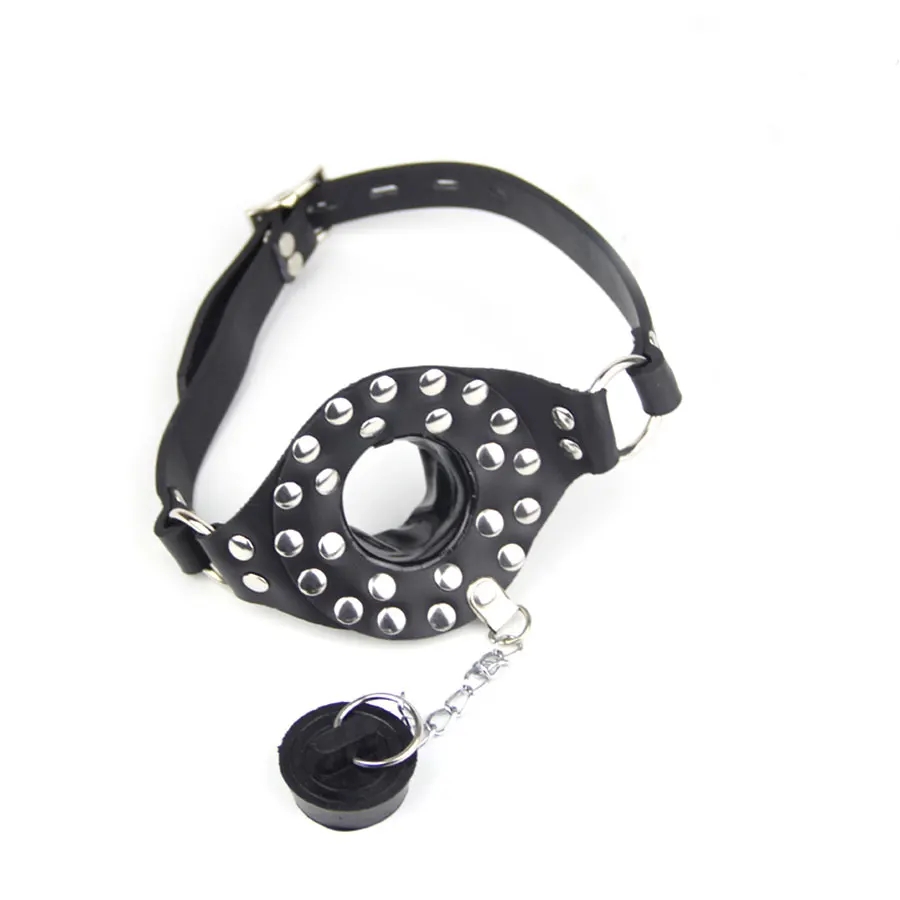 大人のゲーム オープンマウスギャグ 蓋付き カップル用 拘束 レザー マウスギャグ スレーブ 口腔固定 詰め物 いちゃつく SM セックス玩具