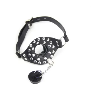 大人のゲーム オープンマウスギャグ 蓋付き カップル用 拘束 レザー マウスギャグ スレーブ 口腔固定 詰め物 いちゃつく SM セックス玩具