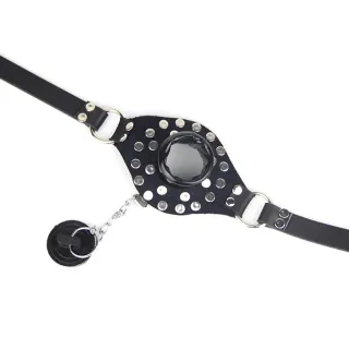 大人のゲーム オープンマウスギャグ 蓋付き カップル用 拘束 レザー マウスギャグ スレーブ 口腔固定 詰め物 いちゃつく SM セックス玩具