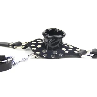大人のゲーム オープンマウスギャグ 蓋付き カップル用 拘束 レザー マウスギャグ スレーブ 口腔固定 詰め物 いちゃつく SM セックス玩具