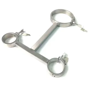 ブラックエンペラーステンレススチールカラーBDSM手首付きT型ボンデージセックス玩具大人のおもちゃの卸売