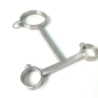 ブラックエンペラーステンレススチールカラーBDSM手首付きT型ボンデージセックス玩具大人のおもちゃの卸売