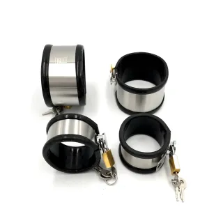 ブラックエンペラーファクトリー ステンレススチール シリコン 手足首手錠 大人用 セックス製品 性的拘束玩具