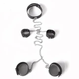 レザーボディハーネス手錠足首カフスとネックカラー大人のゲーム拘束具カップル向けセックス玩具奴隷BDSM手カフス