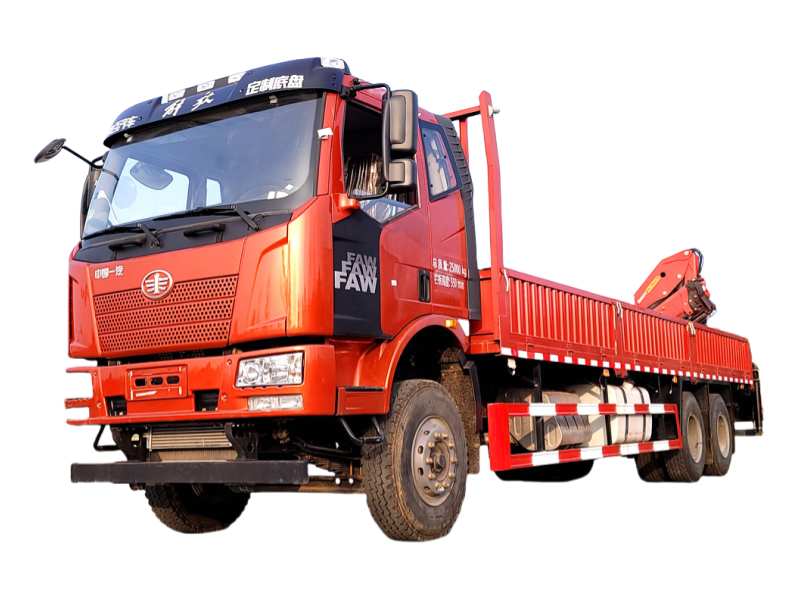 FAW Jiefang J6 Half-Cab Rear Tandem Axle Equipped with Sany 7.7-ton Knuckle Boom Crane