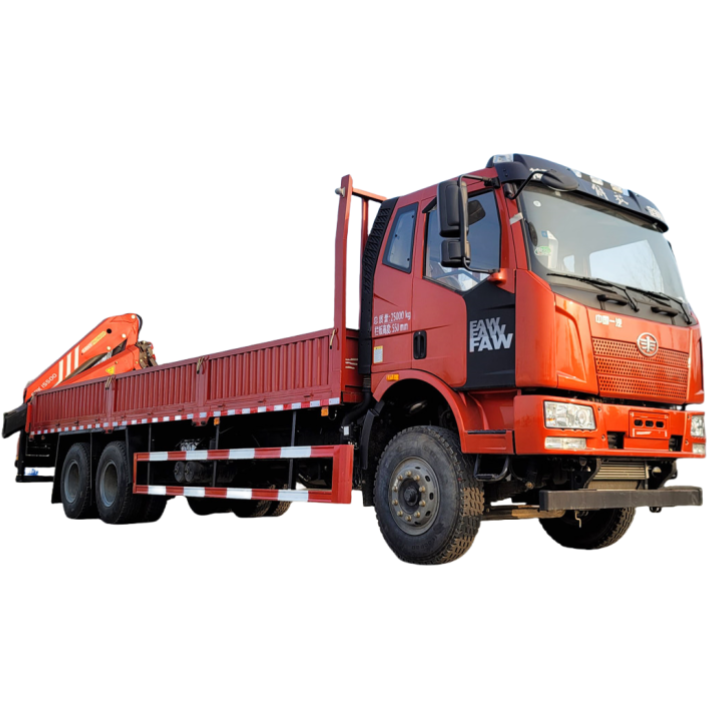 FAW Jiefang J6 Half-Cab Rear Tandem Axle Equipped with Sany 7.7-ton Knuckle Boom Crane