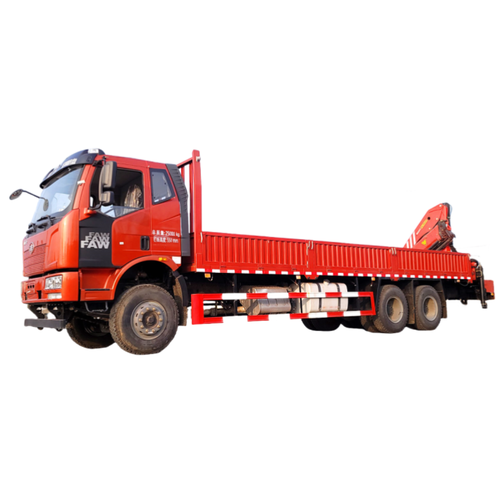 FAW Jiefang J6 Half-Cab Rear Tandem Axle Equipped with Sany 7.7-ton Knuckle Boom Crane