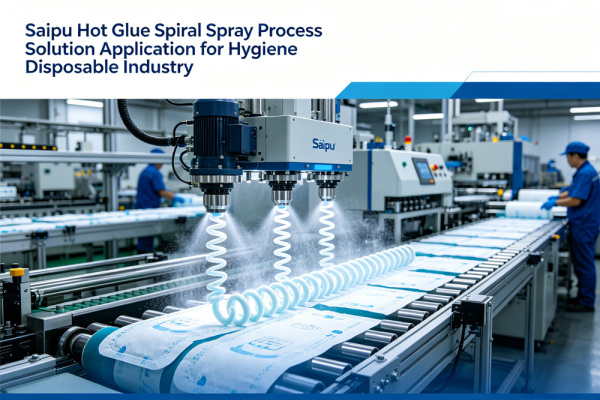 Anwendung des Saipu-Heißklebe-Spiralsprühverfahrens für die Hygiene-Einwegartikelindustrie